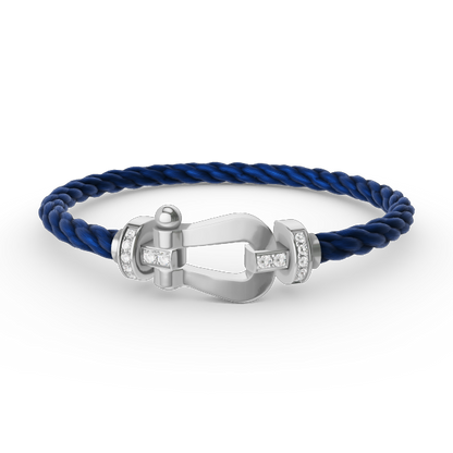[Sophire Jewelry ]FORCE LARGE HORSESHOE HALF DIAMOND BRACELET SILVER