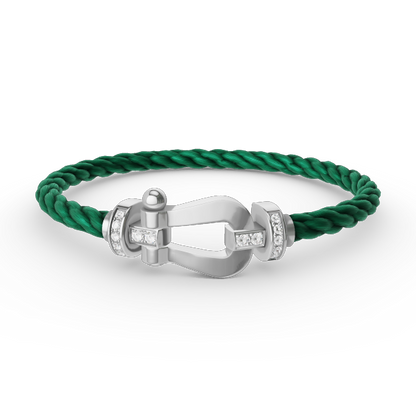 [Sophire Jewelry ]FORCE LARGE HORSESHOE HALF DIAMOND BRACELET SILVER