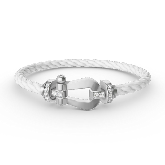 [Sophire]FORCE LARGE HORSESHOE HALF DIAMOND BRACELET - WHITE GOLD