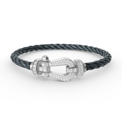 [Sophire Jewelry ]FORCE LARGE HORSESHOE FULL DIAMOND BRACELET SILVER