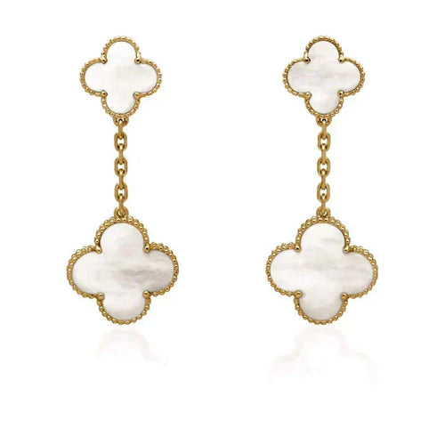 [Sophire Jewelry ]CLOVER 2 MOTIF WHITE MOP EARRINGS