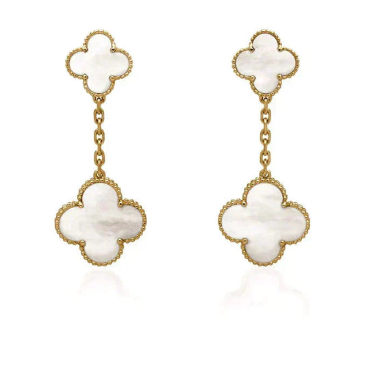 [Sophire Jewelry ]CLOVER 2 MOTIF WHITE MOP EARRINGS