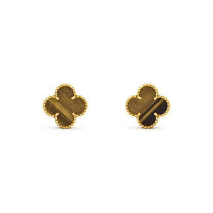 [Sophire Jewelry ]CLOVER MEDIUM 1 MOTIFS TIGER EYE EARRINGS