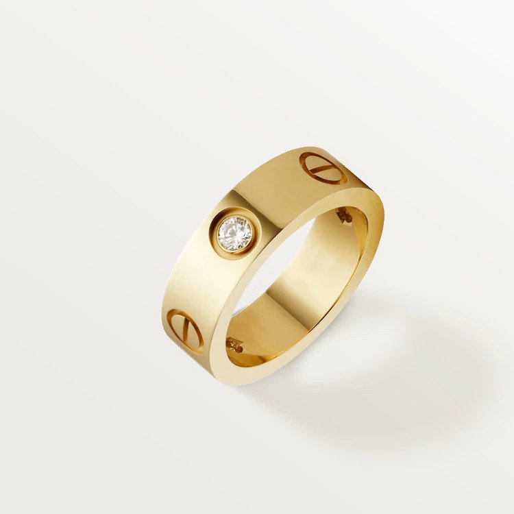 [Sophire Jewelry ]LOVE RING 5.5MM 3 DIAMONDS PINK GOLD