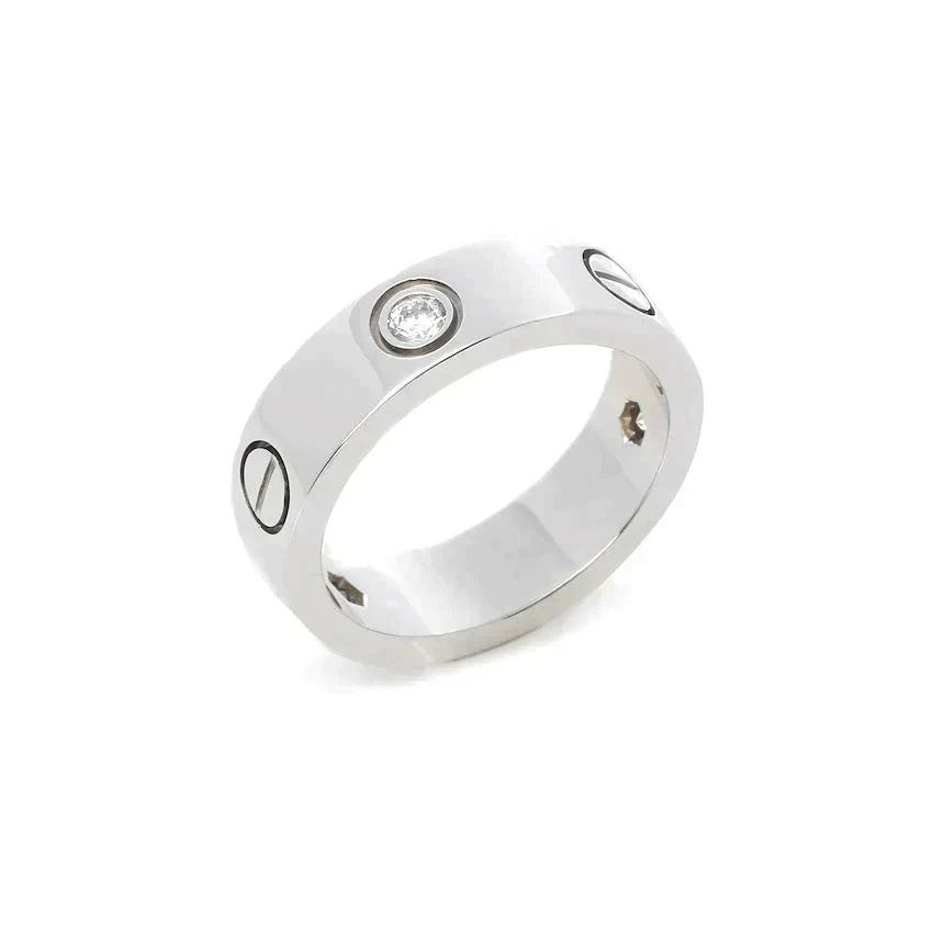 [Sophire Jewelry ]LOVE RING 5.5MM 3 DIAMONDS SILVER