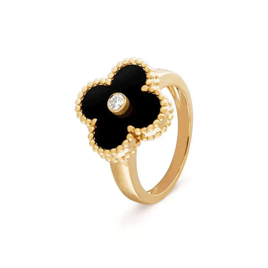 [Sophire Jewelry ]CLOVER ONYX RING GOLD DIAMOND