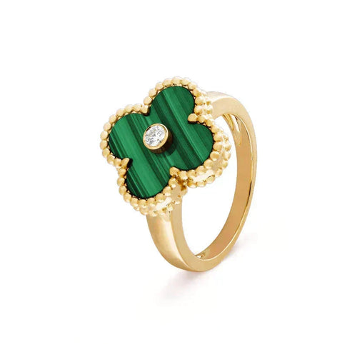 [Sophire Jewelry ]CLOVER MALACHITE RING GOLD DIAMOND