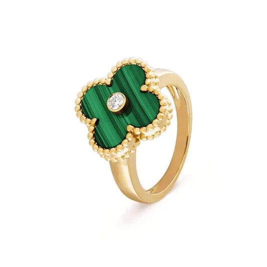 [Sophire Jewelry ]CLOVER MALACHITE RING GOLD DIAMOND