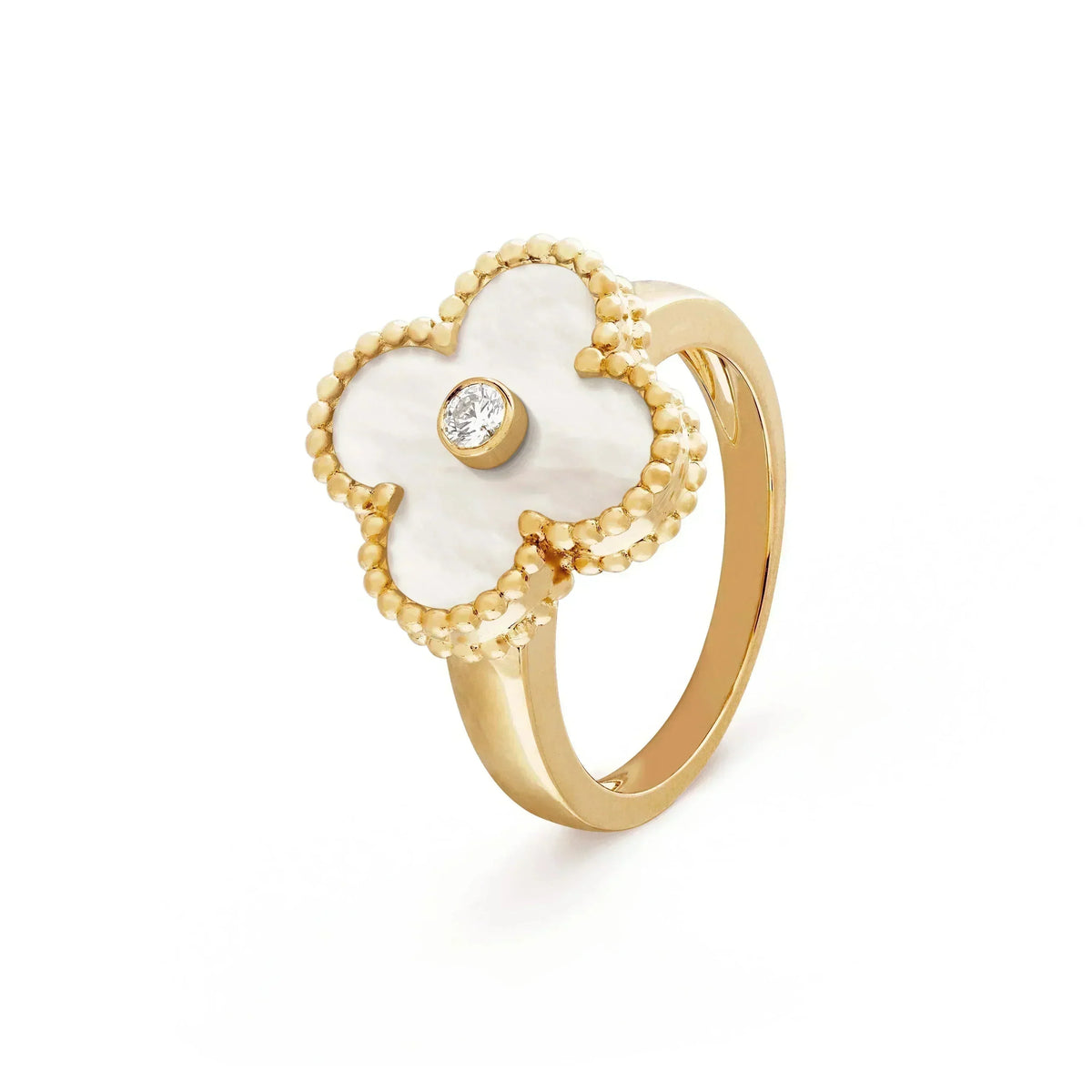 [Sophire Jewelry ]CLOVER PINK MOP RING GOLD DIAMOND