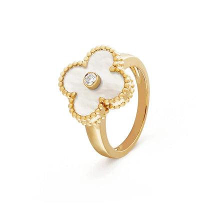 [Sophire Jewelry ]CLOVER PINK MOP RING GOLD DIAMOND